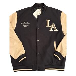 Only & Sons Varsity Jacket Men's letterman jacket LA Los Angeles 2XL Navy-Beige